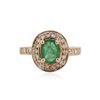 Image 1 : 14KT Rose Gold 1.34 ctw Emerald and Diamond Ring