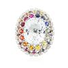 Image 1 : 14KT White Gold 10.00 ctw Aquamarine and Sapphire Ring