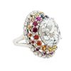 Image 2 : 14KT White Gold 10.00 ctw Aquamarine and Sapphire Ring