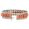 Image 2 : 14KT White Gold 24.60 ctw Pink Coral and Diamond Bracelet