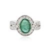 Image 1 : 14KT White Gold 2.07 ctw Emerald and Diamond Ring