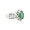 Image 2 : 14KT White Gold 2.07 ctw Emerald and Diamond Ring