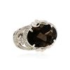 Image 2 : 14KT White Gold 10.41 ctw Smokey Topaz and Diamond Ring