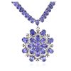 Image 2 : 14KT White Gold 83.22 ctw Tanzanite and Diamond Necklace