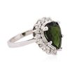 Image 2 : 14KT White Gold 3.07 ctw Green Tourmaline and Diamond Ring