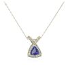 Image 2 : 14KT White Gold 1.72 ctw Tanzanite and Diamond Pendant with Chain