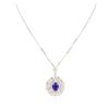 Image 2 : 14KT White Gold 4.80 ctw Tanzanite and Diamond Pendant With Chain