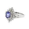 Image 2 : 14KT White Gold 1.28 ctw Tanzanite and Diamond Ring