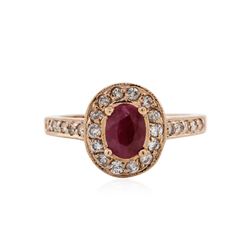 14KT Rose Gold 0.78 ctw Ruby and Diamond Ring