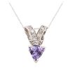 Image 2 : 14KT White Gold 1.23 ctw Tanzanite and Diamond Pendant With Chain