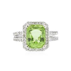 14KT White Gold 4.89 ctw Peridot and Diamond Ring