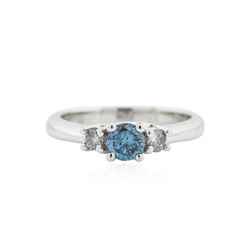 14KT White Gold 0.71 ctw Blue Diamond Ring