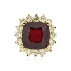 14KT Yellow Gold 9.79 ctw Ruby and Diamond Ring