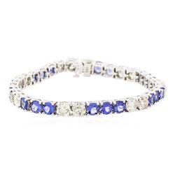 14KT White Gold 10.50 ctw Tanzanite and Diamond Bracelet