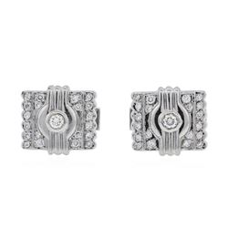 18KT White Gold 0.60 ctw Diamond Cuff Links