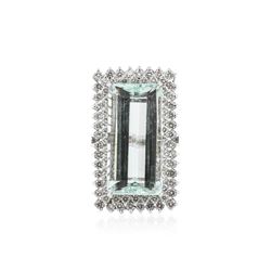 14KT White Gold GIA Certified 37.30 ctw Aquamarine and Diamond Ring