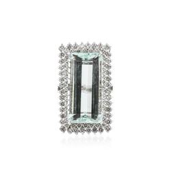 14KT White Gold GIA Certified 37.30 ctw Aquamarine and Diamond Ring