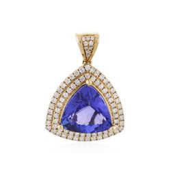 14KT Yellow Gold 6.85 ctw Tanzanite and Diamond Pendant