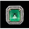 Image 1 : 14KT White Gold GIA Certified 11.28 ctw Emerald and Diamond Ring