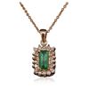 Image 1 : 14KT Rose Gold 0.91 ctw Emerald and Diamond Pendant With Chain