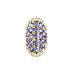 14KT Yellow Gold 7.21 ctw Tanzanite and Diamond Ring