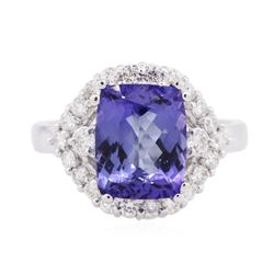 14KT White Gold 3.37 ctw Tanzanite and Diamond Ring