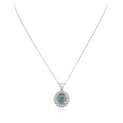 14KT White Gold 6.42 ctw Chrysocolla and Diamond Pendant With Chain