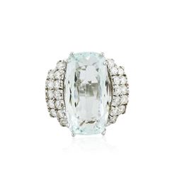 14KT White Gold GIA Certified 15.62 ctw Aquamarine and Diamond Ring