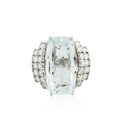 14KT White Gold GIA Certified 15.62 ctw Aquamarine and Diamond Ring