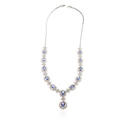 14KT White Gold 10.44 ctw Tanzanite and Diamond Necklace