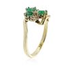 Image 3 : 14KT Yellow Gold 0.92 ctw Emerald and Diamond Ring