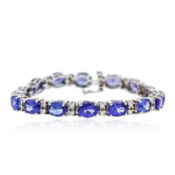 14KT White Gold 22.40 ctw Tanzanite and Diamond Bracelet