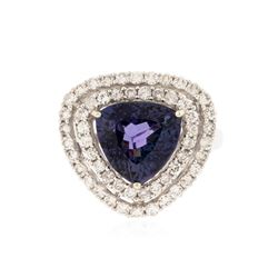 14KT White Gold 5.75 ctw Tanzanite and Diamond Ring