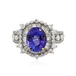 14KT Two-Tone Gold 3.15 ctw Tanzanite and Diamond Ring