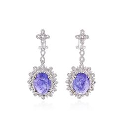 14KT White Gold 24.75 ctw Tanzanite and Diamond Earrings