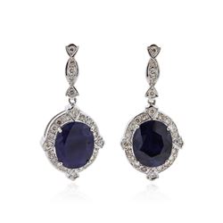 14KT White Gold 15.46 ctw Sapphire and Diamond Earrings