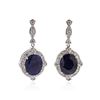Image 1 : 14KT White Gold 15.46 ctw Sapphire and Diamond Earrings