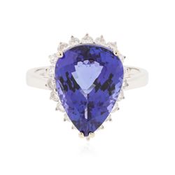 14KT White Gold 9.35 ctw GIA Certified Tanzanite and Diamond Ring