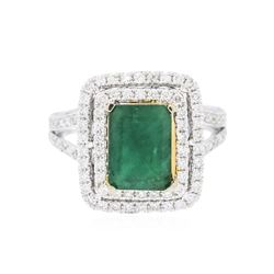 14KT Two-Tone Gold 2.53 ctw Emerald and Diamond Ring