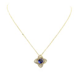 14KT Yellow Gold 2.62 ctw Tanzanite and Diamond Pendant with Chain