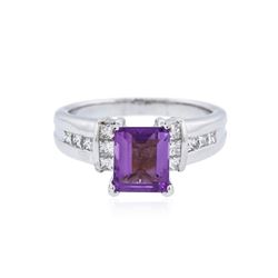 14KT White Gold 3.00 ctw Amethyst and Diamond Ring