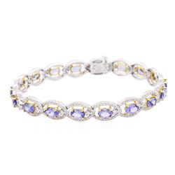 14KT Two-Tone Gold 9.00 ctw Tanzanite and Diamond Bracelet