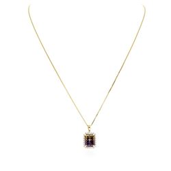 14KT Yellow Gold 5.29 ctw Ametrine and Diamond Pendant With Chain