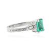 Image 2 : 14KT White Gold 1.15 ctw Emerald and Diamond Ring