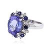 Image 2 : 14KT White Gold 6.56 ctw Tanzanite, Sapphire and Diamond Ring