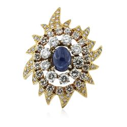 18KT and 14KT Yellow Gold 3.20 ctw Sapphire and Diamond Ring