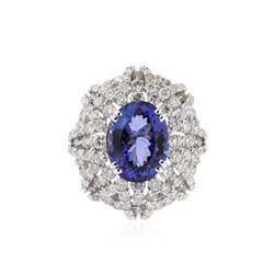 18KT White Gold 8.04 ctw Tanzanite and Diamond Ring