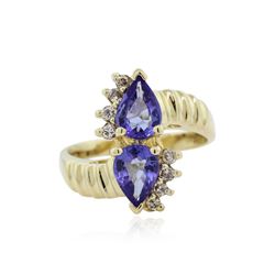 14KT Yellow Gold 2.00 ctw Tanzanite and Diamond Ring