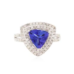 14KT White Gold 1.76 ctw Tanzanite and Diamond Ring