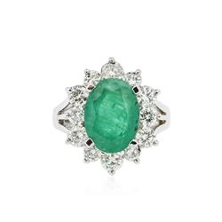 14KT White Gold 3.41 ctw Emerald and Diamond Ring